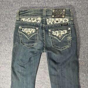 MISS ME‎ Patch Work Bling Y2K Cottagecore Cuffed Capri Jeans 12 Flap Pocket